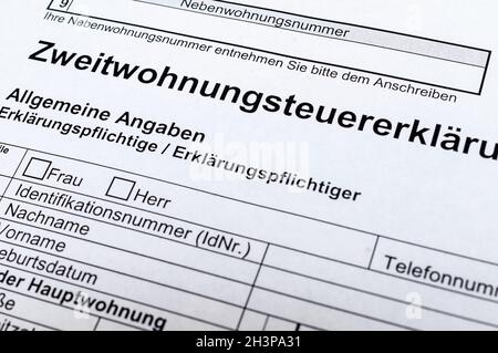 ZweitwohnungssteuererklÃ¤rung Finanzamt Deutschland Stock Photo - Alamy