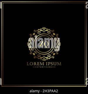 ZQ Initial Letter Luxury Logo template in vector for Restaurant, Royalty, Boutique, Cafe, Hotel, Heraldic, Jewelry, Fashion and other vector illustrat Stock Vector