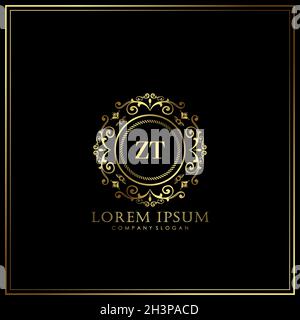 ZT Initial Letter Luxury Logo template in vector for Restaurant, Royalty, Boutique, Cafe, Hotel, Heraldic, Jewelry, Fashion and other vector illustrat Stock Vector