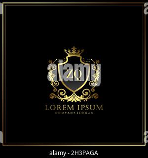 ZQ Initial Letter Luxury Logo template in vector for Restaurant, Royalty, Boutique, Cafe, Hotel, Heraldic, Jewelry, Fashion and other vector illustrat Stock Vector