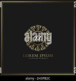 ZZ Initial Letter Luxury Logo template in vector for Restaurant, Royalty, Boutique, Cafe, Hotel, Heraldic, Jewelry, Fashion and other vector illustrat Stock Vector