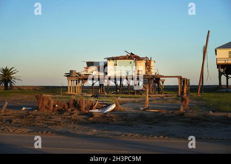 GRAND ISLE, Louisiana (Sept. 26, 2021) – Damage caused by Hurricane Ida in Grand Isle a town in Jefferson Parish, Louisiana. FEMA photo by Julie Joseph Stock Photo