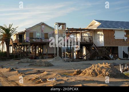 GRAND ISLE, Louisiana (Sept. 26, 2021) – Damage caused by Hurricane Ida in Grand Isle a town in Jefferson Parish, Louisiana. FEMA photo by Julie Joseph Stock Photo