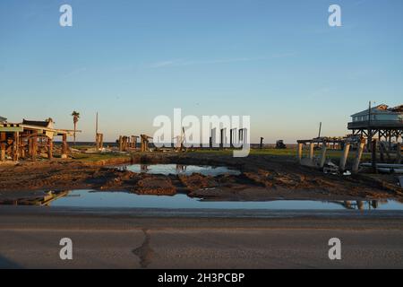 GRAND ISLE, Louisiana (Sept. 26, 2021) – Damage caused by Hurricane Ida in Grand Isle a town in Jefferson Parish, Louisiana. FEMA photo by Julie Joseph Stock Photo