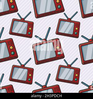 analog television seamless pattern vector illustration Stock Vector