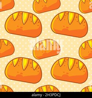 rye bread food seamless pattern vector illustration Stock Vector