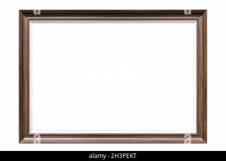 Brown wood texture picture frame isolated Stock Photo