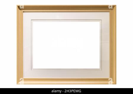 Modern wooden picture frame isolated Stock Photo