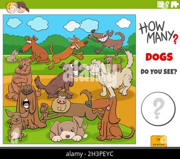 How many cartoon dogs educational task for children Stock Photo