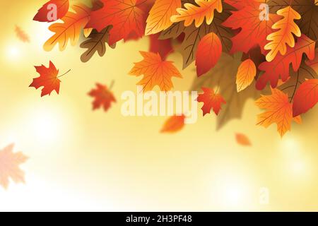 gradient autumn leaves background vector design illustration Stock Vector
