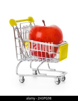 Apple in shopping cart Stock Photo