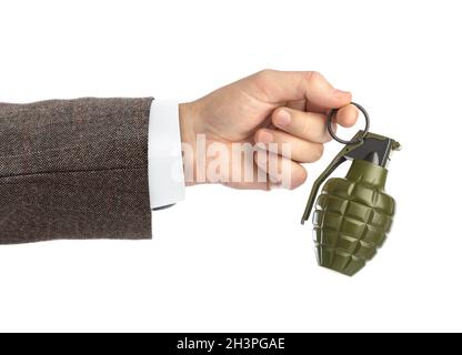 Hand with grenade Stock Photo