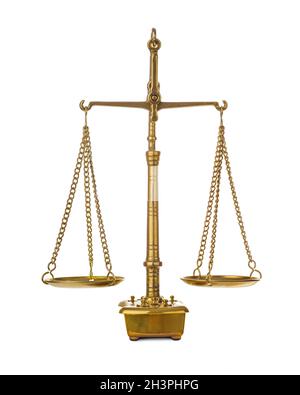 Golden weight balance scale Stock Photo