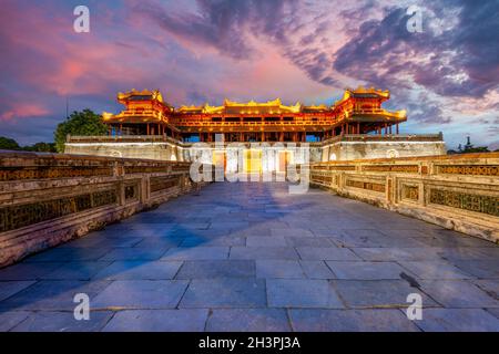 The entrance to Hue Citadel is a world cultural heritage recognized by unesco Stock Photo