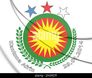 3D Afrin canton coat of arms. 3D Illustration. Stock Photo