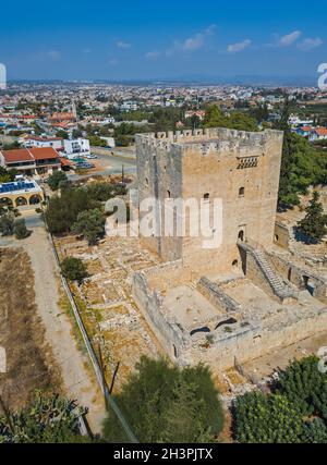 Kolossi castle - Limassol Cyprus - aerial view Stock Photo