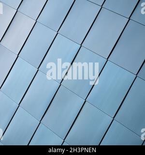 Stainless steel facade cladding on a modern building in downtown Magdeburg in Germany Stock Photo