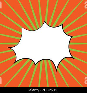Comic speech bubbles with rays in orange, vector illustration Stock Vector