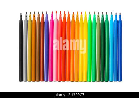 Multicolored markers or felt-tip pens Stock Photo