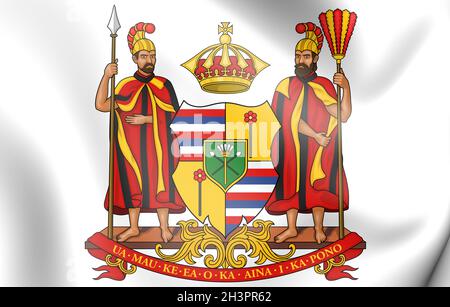 3D Royal Coat of Arms of the Kingdom of Hawaii. 3D