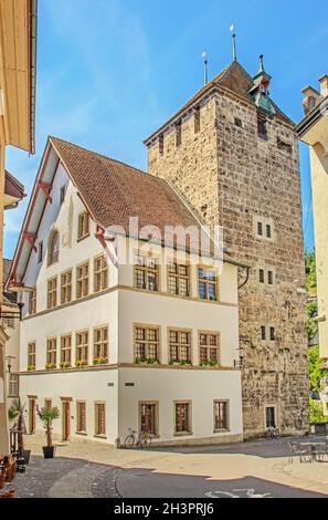Black Tower Brugg, Canton of Aargau, Switzerland Stock Photo
