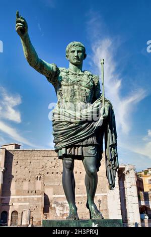 The roman emperor Gaius Julius Caesar statue in Rome, Italy. Concept for authority, domination, leadership and guidance. Stock Photo