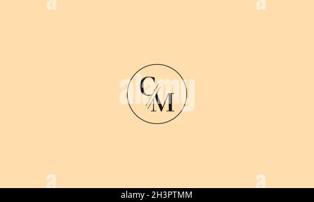 LETTERS CM LOGO DESIGN WITH NEGATIVE SPACE EFFECT FOR ILLUSTRATION USE Stock Vector