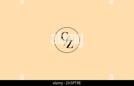 LETTERS CZ LOGO DESIGN WITH NEGATIVE SPACE EFFECT FOR ILLUSTRATION USE Stock Vector