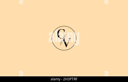 LETTERS CV LOGO DESIGN WITH NEGATIVE SPACE EFFECT FOR ILLUSTRATION USE Stock Vector