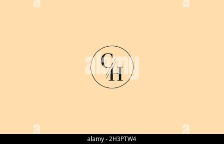 LETTERS CH LOGO DESIGN WITH NEGATIVE SPACE EFFECT FOR ILLUSTRATION USE Stock Vector