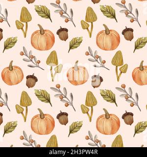 watercolor autumn pattern vector design illustration Stock Vector
