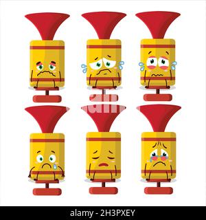 Yellow spray trumpet cartoon character with sad expression. Vector illustration Stock Vector