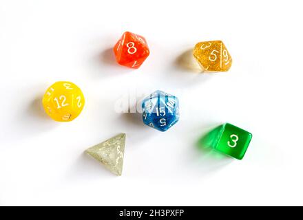 Special RPG colorful dices group Stock Photo