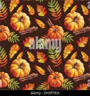watercolor autumn pattern vector design illustration Stock Vector