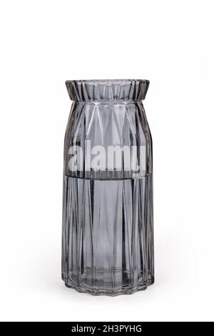 Smoky gray glass vase isolated on white Stock Photo