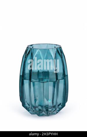 Light blue glass vase isolated Stock Photo