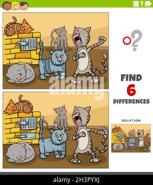 Differences educational game with cartoon cats and kittens Stock Photo ...