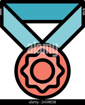 Inclusive education medal icon. Outline inclusive education medal vector icon color flat isolated Stock Vector