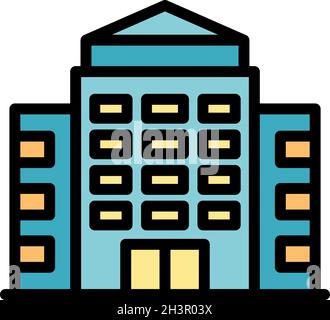 Inclusive education building icon. Outline inclusive education building vector icon color flat isolated Stock Vector