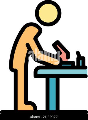 Inclusive education carpenter work icon. Outline inclusive education carpenter work vector icon color flat isolated Stock Vector