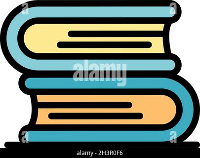 Inclusive education book stack icon. Outline inclusive education book stack vector icon color flat isolated Stock Vector