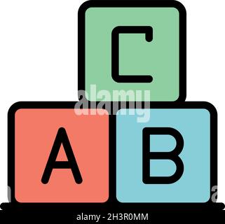 Inclusive education cubes icon. Outline inclusive education cubes vector icon color flat isolated Stock Vector