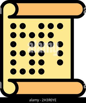 Braille paper text icon. Outline braille paper text vector icon color flat isolated Stock Vector
