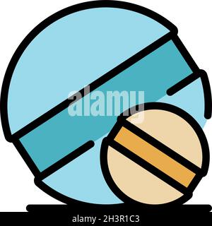 Digestion round pill icon. Outline digestion round pill vector icon color flat isolated Stock Vector