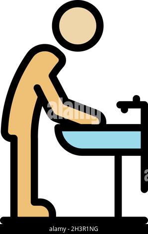 Bathroom hand wash icon. Outline bathroom hand wash vector icon color flat isolated Stock Vector