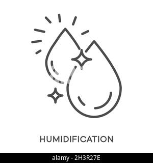 Skincare or air conditioner function, humidification isolated linear icon Stock Vector