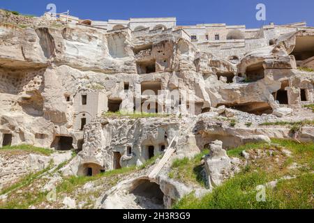 Rocky houses in unbelievable rocky nature of Cappadocia, Turkey Stock Photo