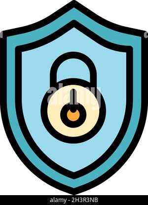 Secured personal information icon. Outline secured personal information vector icon thin line color flat on white Stock Vector