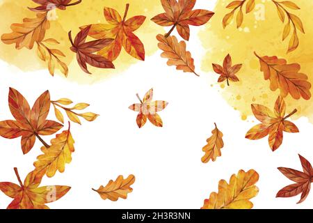watercolor autumn leaves falling vector design illustration Stock Vector