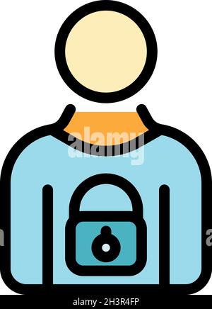 Secured personal information icon. Outline secured personal information vector icon thin line color flat on white Stock Vector